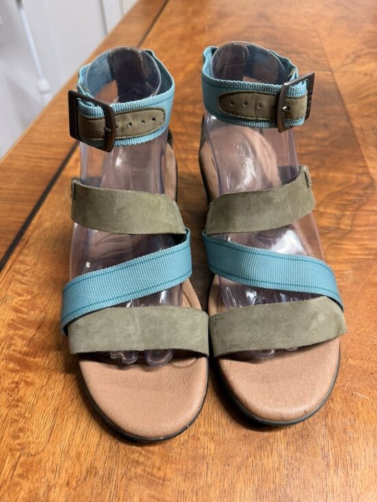 Keen Shoes - Keen Women’s 8 Skyline Ankle Strap Wedge Sandals Mineral Blue Green Leather